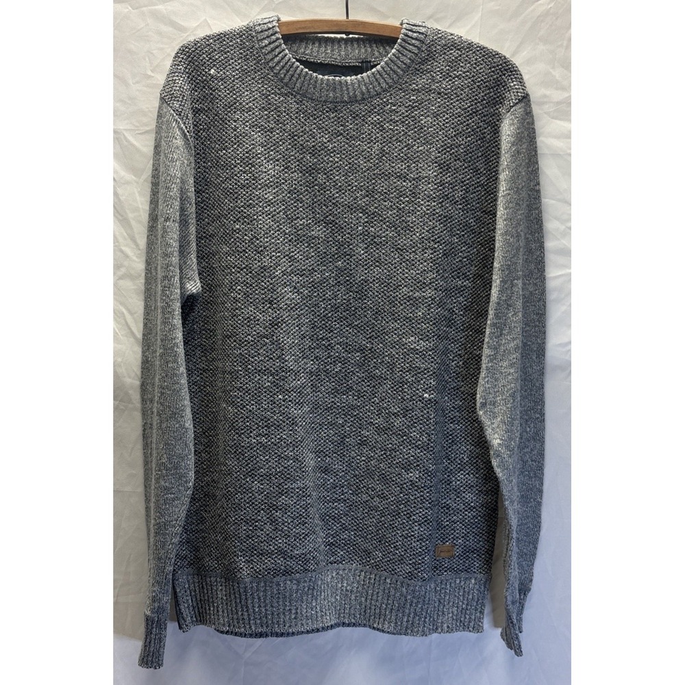 Buffalo Jeans Men's Medium Gray Two Tone Textured Knit Crewneck Sweater